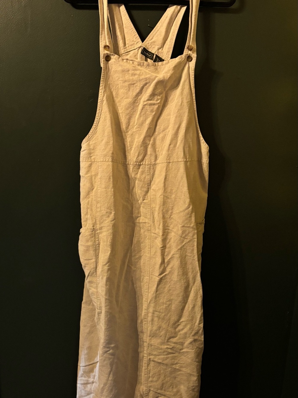 L.L. Bean Natural Beige Linen-Cotton Overall Dress